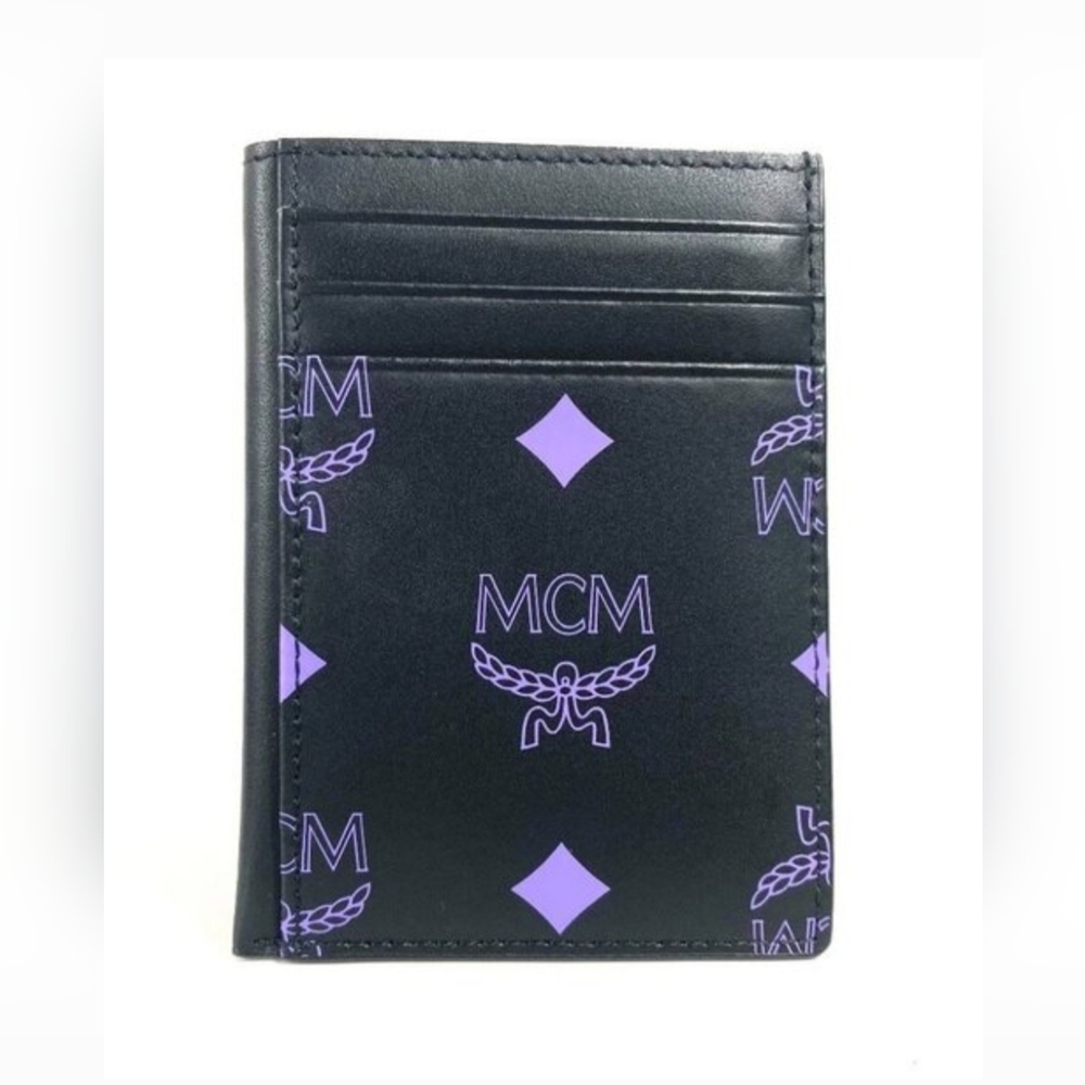 MCM Visetos Monogram Color Splash Dahlia Purple Horizontal Card Case New
